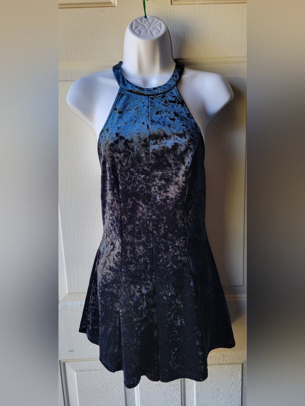Royal Blue Crushed Velvet Romper Size Large